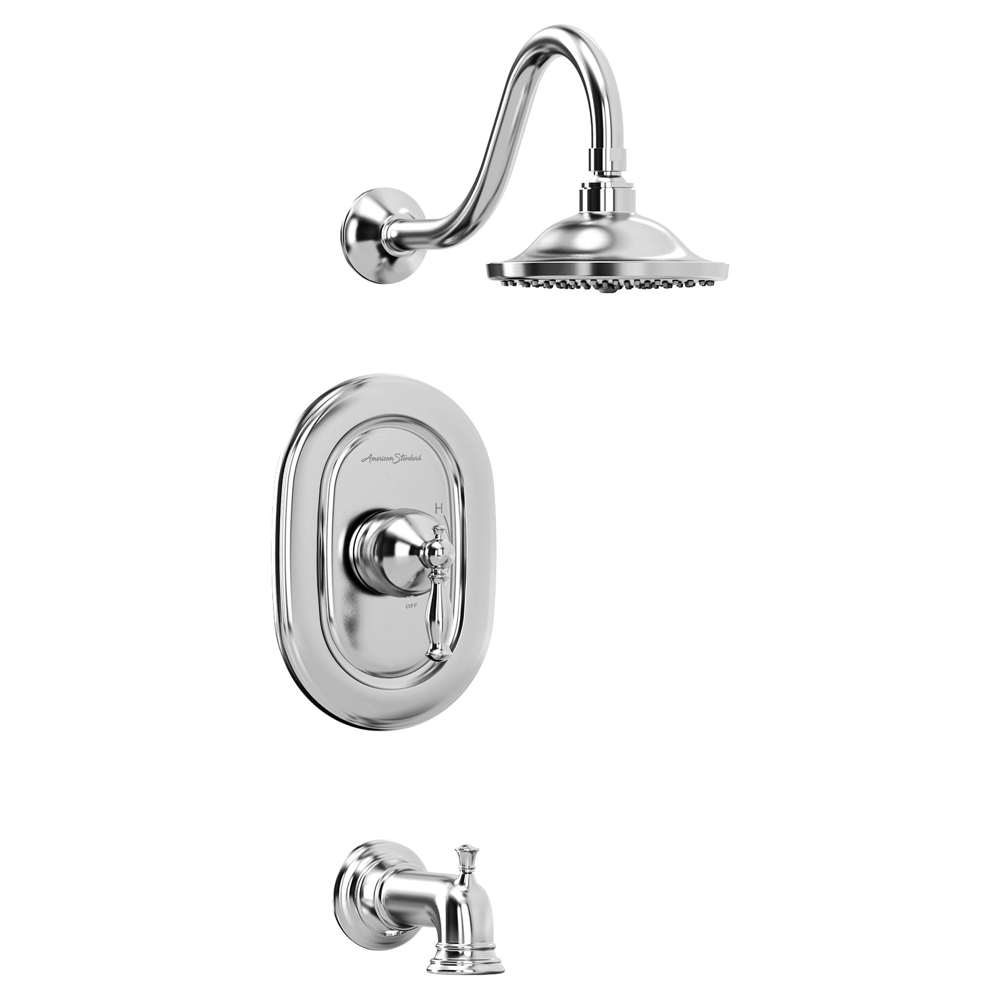 Quentin 25 gpm 95 L min Tub and Shower Trim Kit With Rain Showerhead Double Ceramic Pressure Balance Cartridge With Lever Handle CHROME